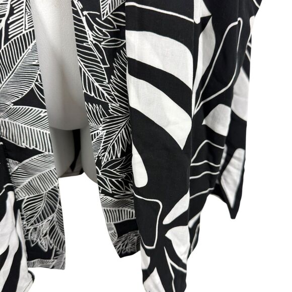 Chicos Printed Boarder Ruana Reversible Womens Open Kimono Jacket Black sz S / M - Picture 5 of 16